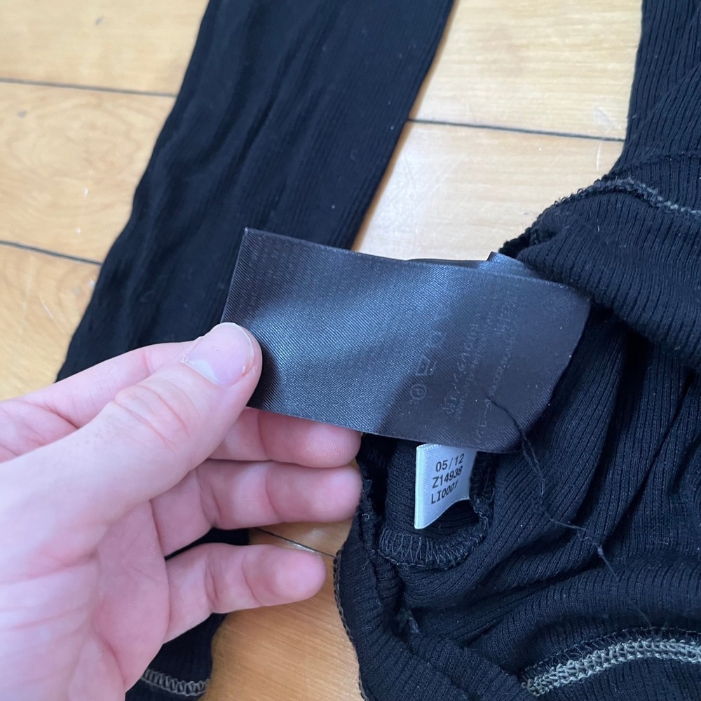 Y-3 Yohji Yamamoto Adidas Black Ribbed Long Sleeve Top Raw Edge Medium - Picture 13 of 13
